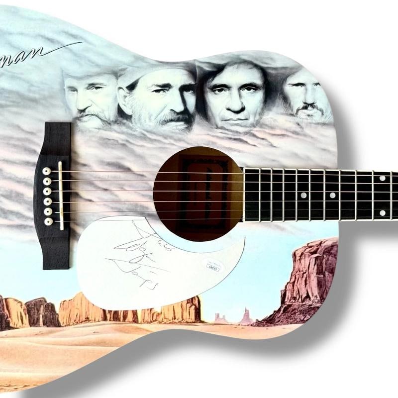 The Highwaymen Signed Guitar JSA COA Johnny Cash Willie Nelson Jennings Kris - 10