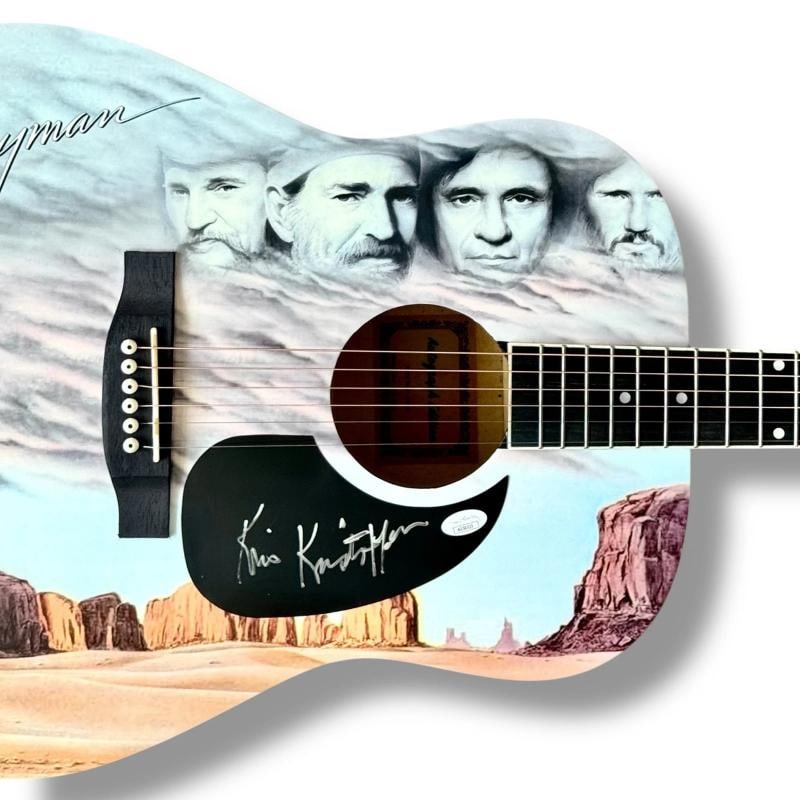 The Highwaymen Signed Guitar JSA COA Johnny Cash Willie Nelson Jennings Kris - 12