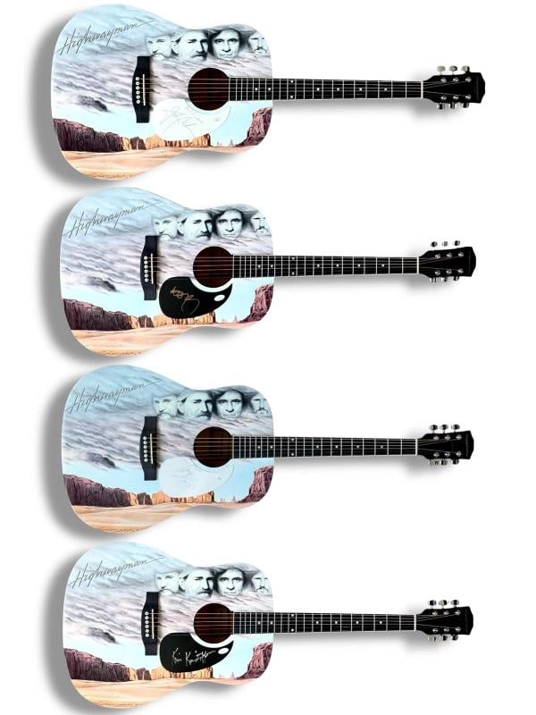 The Highwaymen Signed Guitar JSA COA Johnny Cash Willie Nelson Jennings Kris: Industry: Music,Signed: Yes,Autograph Authentication: James Spence (JSA),Original/Reproduction: Original,Country of Origin: United States