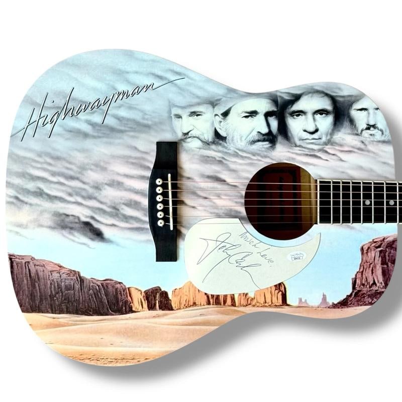 The Highwaymen Signed Guitar JSA COA Johnny Cash Willie Nelson Jennings Kris - 2
