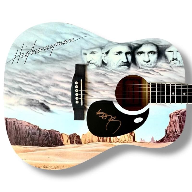 The Highwaymen Signed Guitar JSA COA Johnny Cash Willie Nelson Jennings Kris - 3