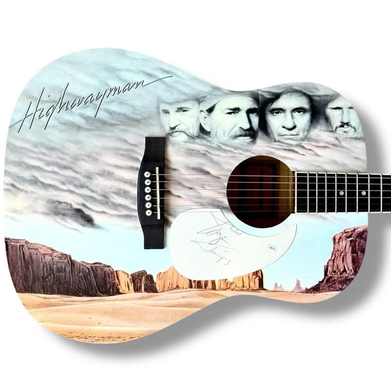The Highwaymen Signed Guitar JSA COA Johnny Cash Willie Nelson Jennings Kris - 4