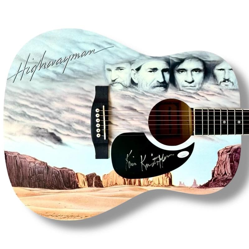 The Highwaymen Signed Guitar JSA COA Johnny Cash Willie Nelson Jennings Kris - 5