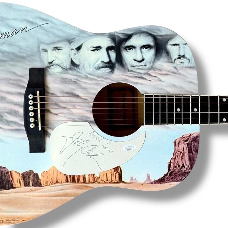 The Highwaymen Signed Guitar JSA COA Johnny Cash Willie Nelson Jennings Kris - 6
