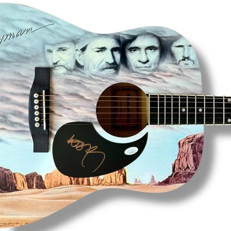 The Highwaymen Signed Guitar JSA COA Johnny Cash Willie Nelson Jennings Kris - 8