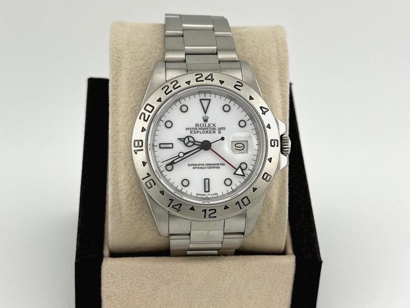 Rolex Explorer II 16550 40mm White Polar Dial Stainless Steel 1986: Condition: Pre-owned - Excellent,Bezel Color: Silver,Movement: Mechanical (Automatic),Seller Warranty: Yes,Year Manufactured: 1980-1989,Band/Strap: Rolex Oyster,Reference Number: 16550,Brand: