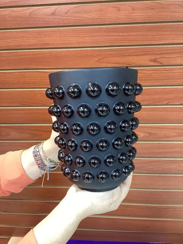 Xl Lalique Style Crystal Mossi Black Vase H8.5Ã¢â‚¬Â Heavy Art  - 11
