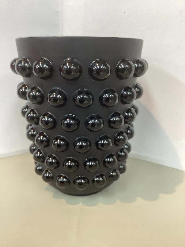 Xl Lalique Style Crystal Mossi Black Vase H8.5Ã¢â‚¬Â Heavy Art  - 4