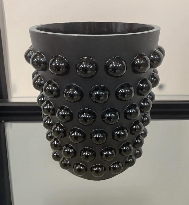 Xl Lalique Style Crystal Mossi Black Vase H8.5Ã¢â‚¬Â Heavy Art  - 5
