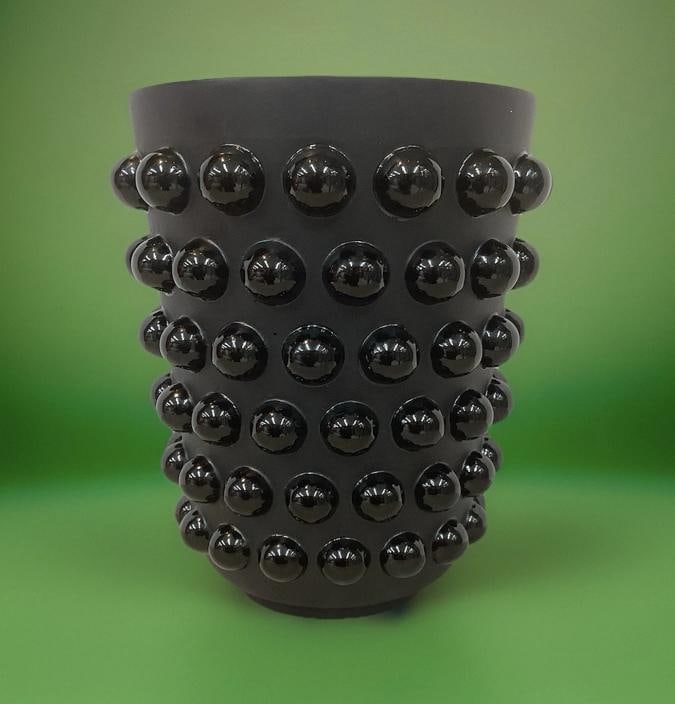 Xl Lalique Style Crystal Mossi Black Vase H8.5Ã¢â‚¬Â Heavy Art  - 6
