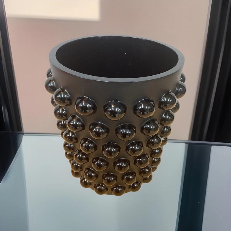 Xl Lalique Style Crystal Mossi Black Vase H8.5Ã¢â‚¬Â Heavy Art  - 8