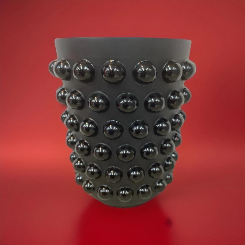 Xl Lalique Style Crystal Mossi Black Vase H8.5Ã¢â‚¬Â Heavy Art  - 9