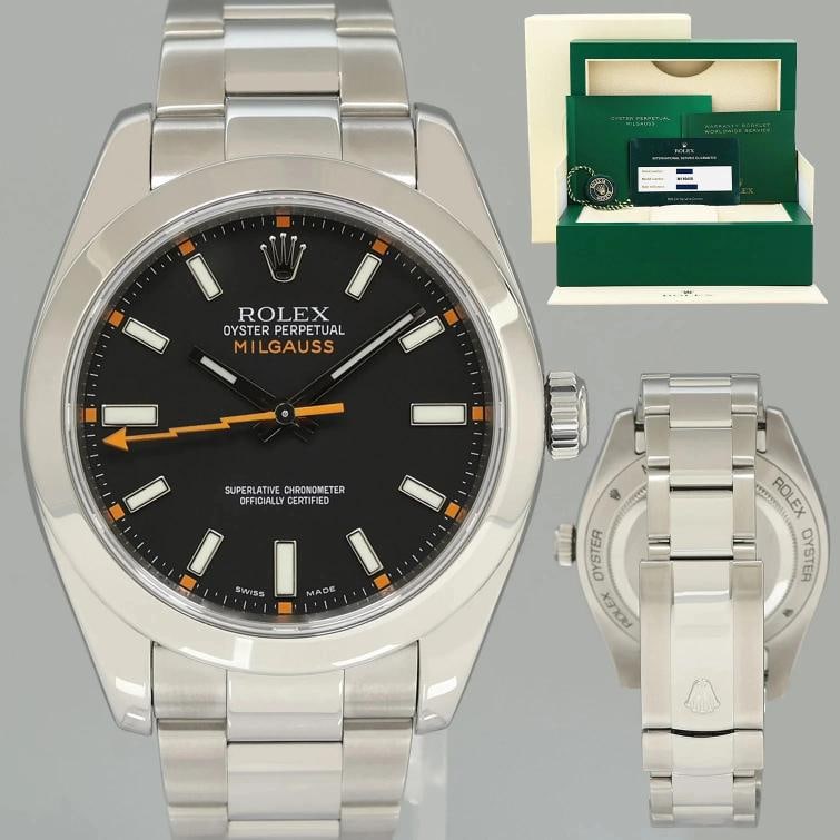 2023 RSC Papers MINT Rolex Milgauss Black Dial 116400v Steel 40mm Watch Box: Condition: Pre-owned - Excellent,Brand: Rolex,Department: Unisex Adults,Type: Wristwatch,Model: Milgauss,Reference Number: 116400v,With Original Box/Packaging: Yes,With Papers: RSC,Customized: