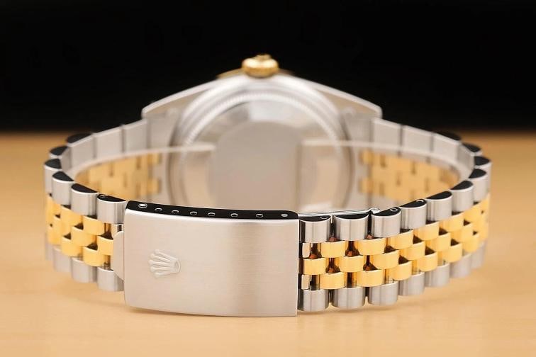 ROLEX MENS DATEJUST 16013 ICEBLUE DIAL 18K YELLOW GOLD STAINLESS STEEL WATCH - 6