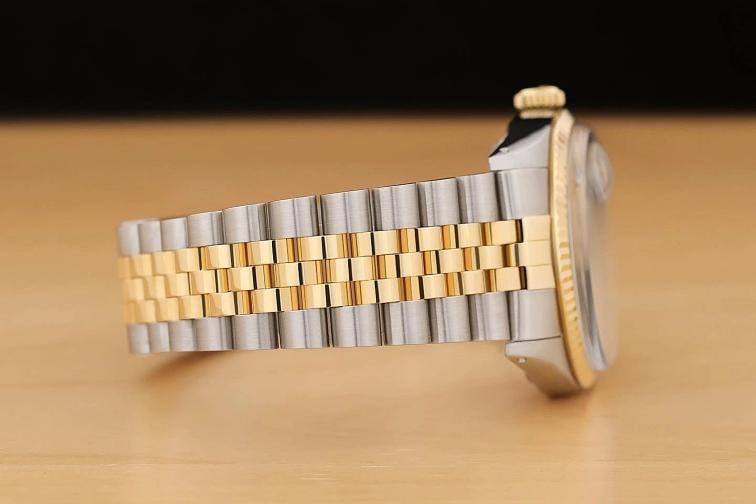 ROLEX MENS DATEJUST 16013 ICEBLUE DIAL 18K YELLOW GOLD STAINLESS STEEL WATCH - 8
