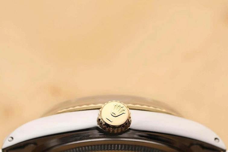 ROLEX MENS DATEJUST 16013 ICEBLUE DIAL 18K YELLOW GOLD STAINLESS STEEL WATCH - 9