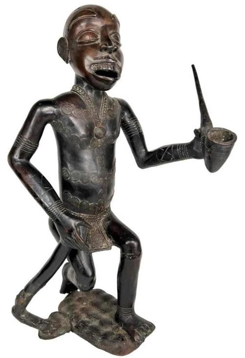 19thC Bronze Bamoun Bamum Cameroon African Ancestral Figure Statue +Provenance (1 of 16)