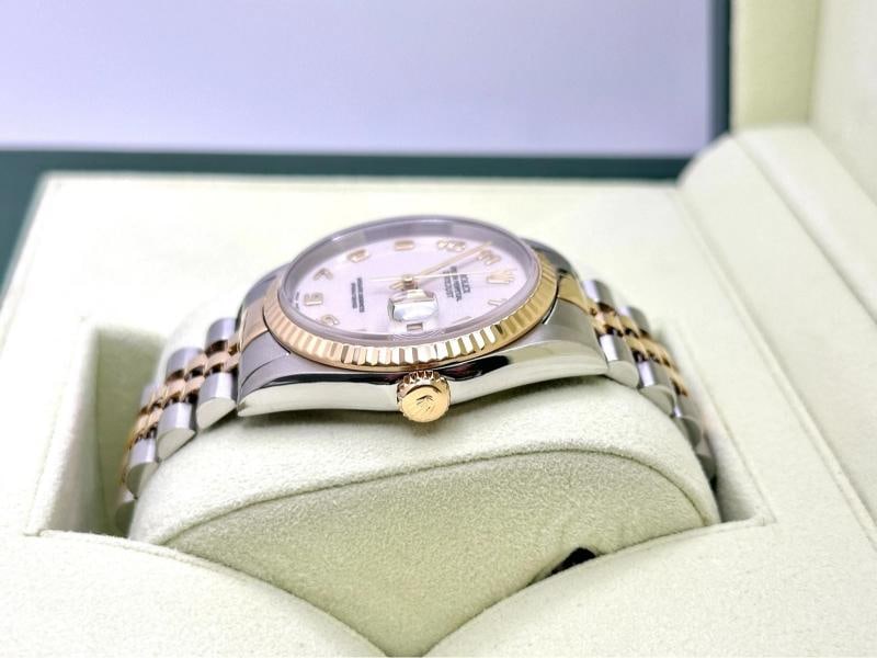 Rolex Datejust 16233 36mm Ivory Jubilee Arabic Dial 18K Gold Steel Box Papers - 4
