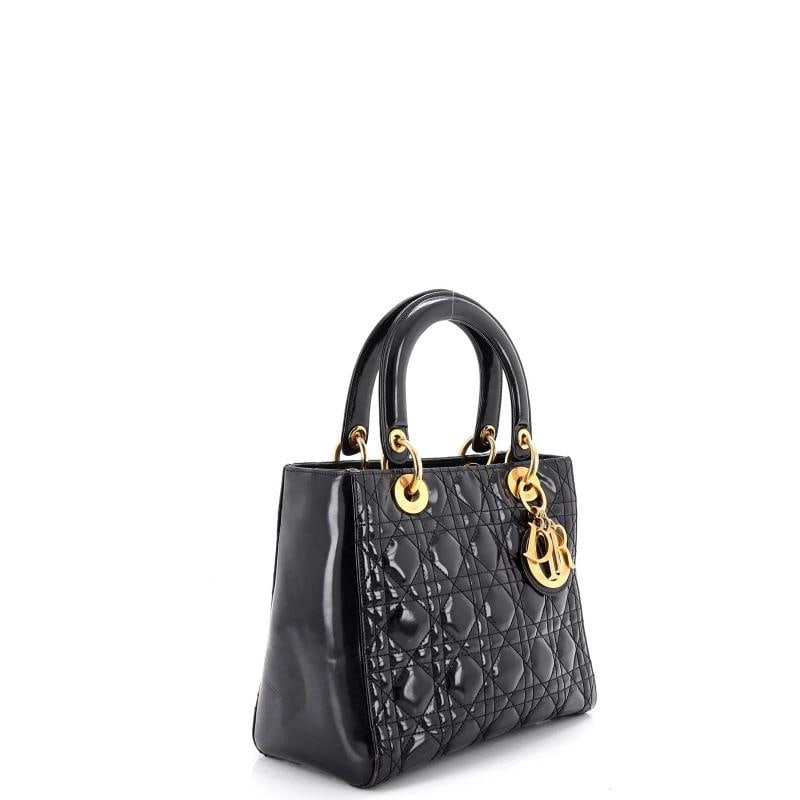 Christian Dior Vintage Lady Dior Bag Cannage Quilt Patent Medium - 2