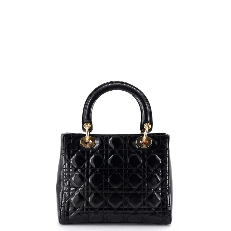 Christian Dior Vintage Lady Dior Bag Cannage Quilt Patent Medium - 3