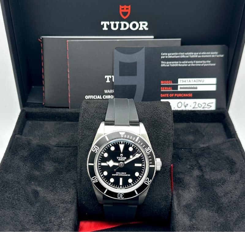 2025 Tudor Black Bay 41 7941A1A0NU 41mm Black Dial Stainless Steel Box Paper: Condition: Pre-owned - Excellent,Bezel Color: Black,Year Manufactured: 2025,Band/Strap: Two-Piece Strap,Case Color: Silver,Department: Men,Watch Shape: Round,Style: Casual, Classic, Dress/Formal,