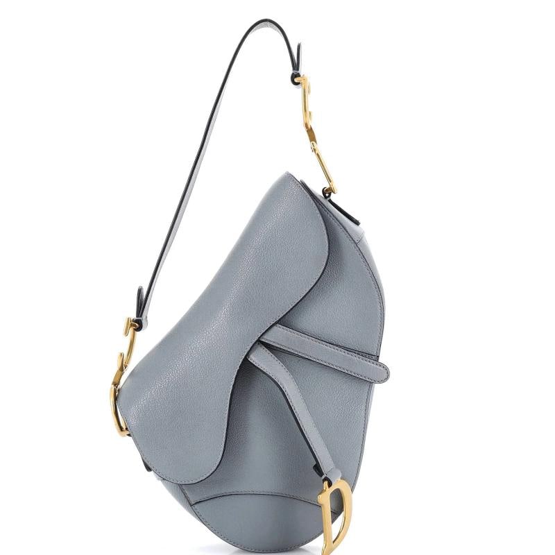 Christian Dior Saddle Handbag Leather Medium: Condition: Pre-owned - Fair,Brand: Christian Dior,Exterior Material: Leather,Style: Shoulder Bags,Exterior Color: Gray,Department: Women,Size: Medium