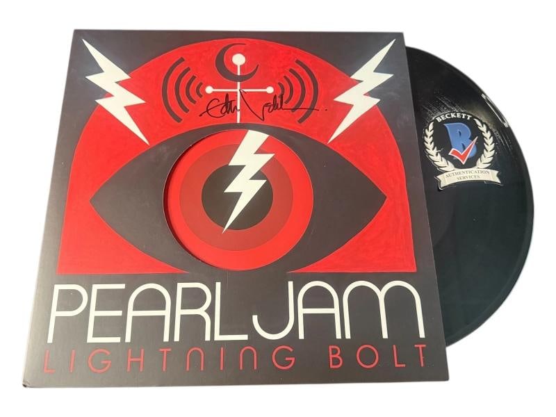 EDDIE VEDDER SIGNED AUTOGRAPH PEARL JAM LIGHTNING BOLT LP VINYL BAS BECKETT: Industry: Music,Signed: Yes,Autograph Authentication: Beckett,Object Type: Record,Original/Reproduction: Original,Country of Origin: United States