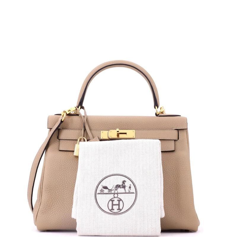 Hermes Kelly Handbag Light Clemence with Gold Hardware 28 - 2