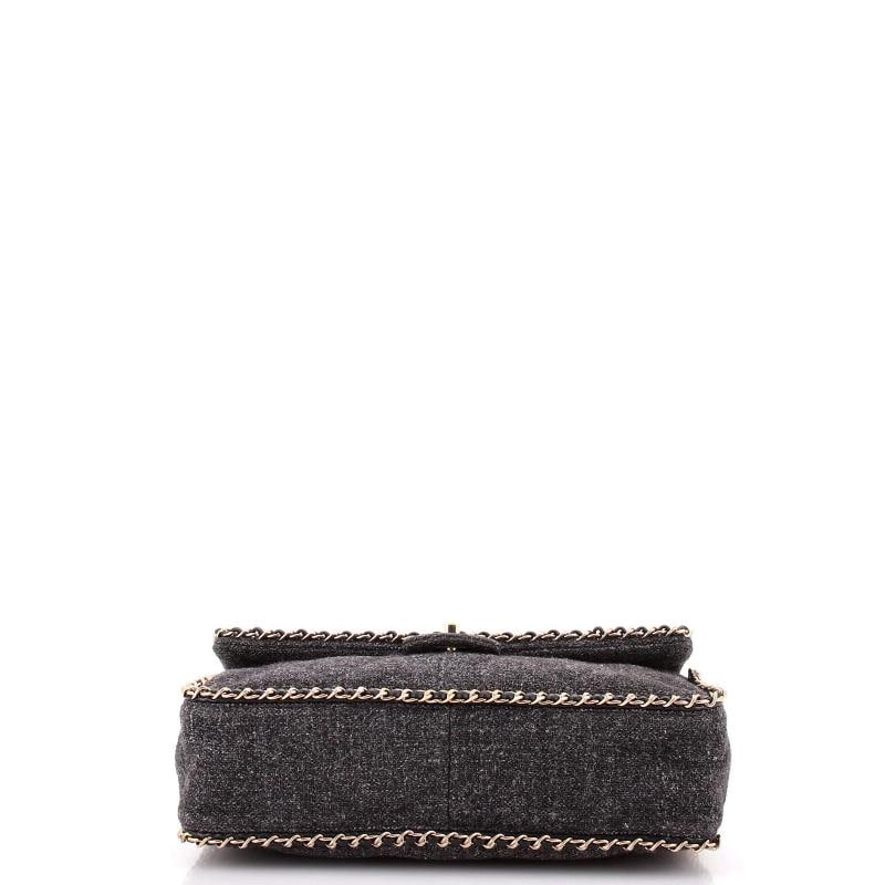 Chanel Running Chain Around Flap Bag Quilted Wool Tweed Medium - 4