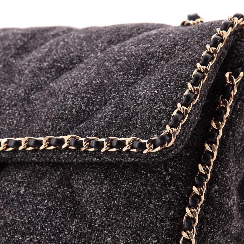 Chanel Running Chain Around Flap Bag Quilted Wool Tweed Medium - 6