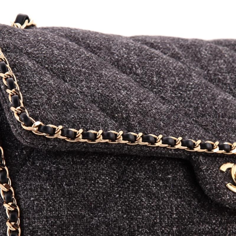 Chanel Running Chain Around Flap Bag Quilted Wool Tweed Medium - 7
