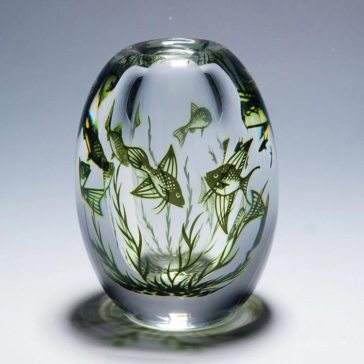 Vintage Fish Graal Vase by Edward Hald for Orrefors, Sweden 1963 - 3