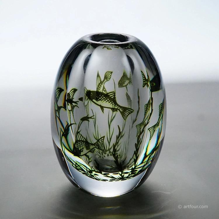 Vintage Fish Graal Vase by Edward Hald for Orrefors, Sweden 1963 - 4