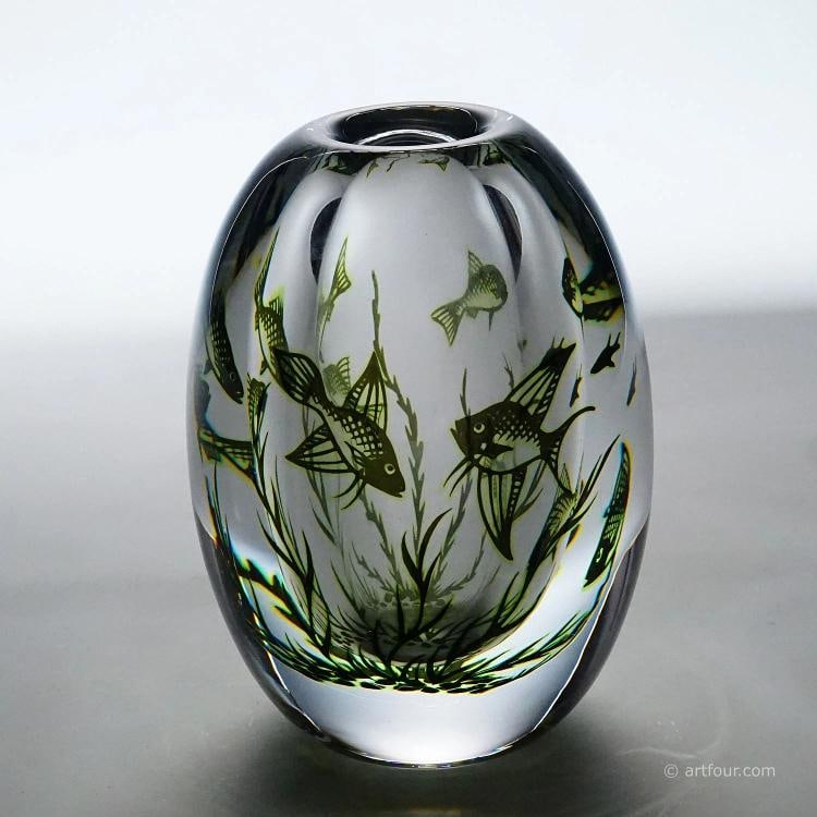 Vintage Fish Graal Vase by Edward Hald for Orrefors, Sweden 1963 - 5