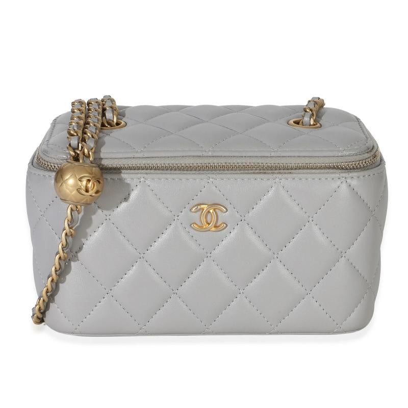 Chanel Grey Quilted Lambskin Small Pearl Crush Vanity Case (1 of 9)