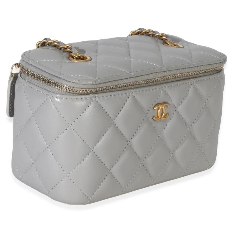 Chanel Grey Quilted Lambskin Small Pearl Crush Vanity Case - 4