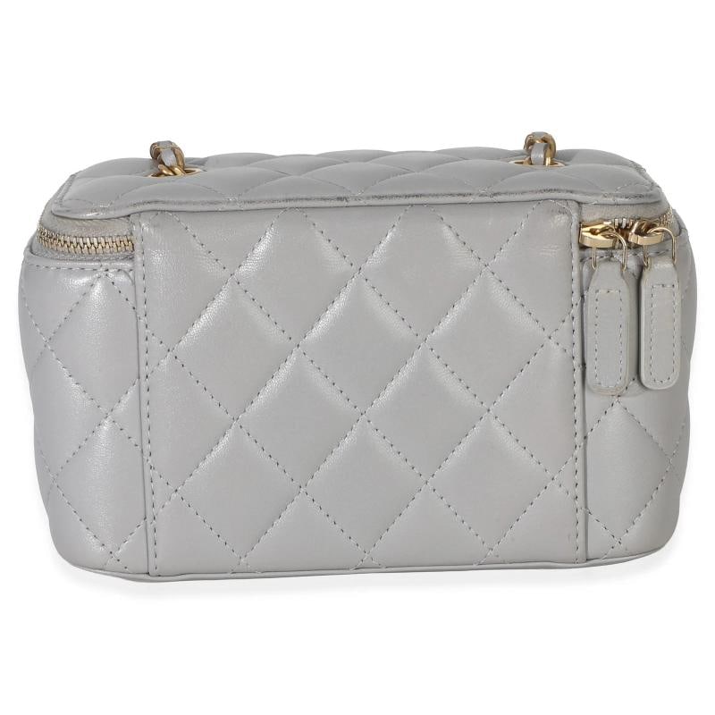 Chanel Grey Quilted Lambskin Small Pearl Crush Vanity Case - 5