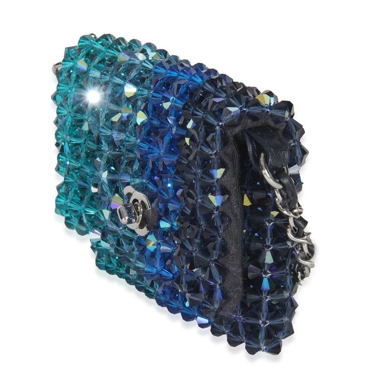 Chanel Blue Ombre Beaded Micro Clutch On Chain - 3