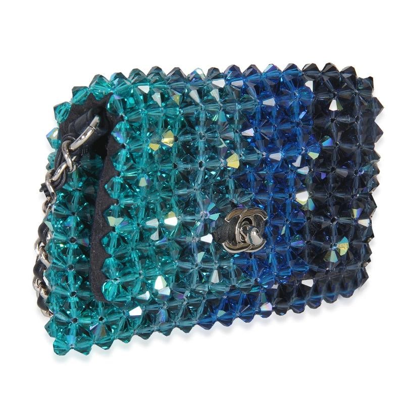 Chanel Blue Ombre Beaded Micro Clutch On Chain - 4