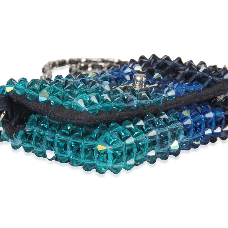 Chanel Blue Ombre Beaded Micro Clutch On Chain - 6