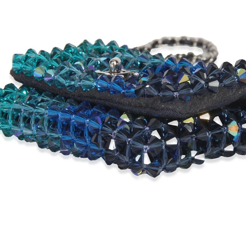 Chanel Blue Ombre Beaded Micro Clutch On Chain - 8