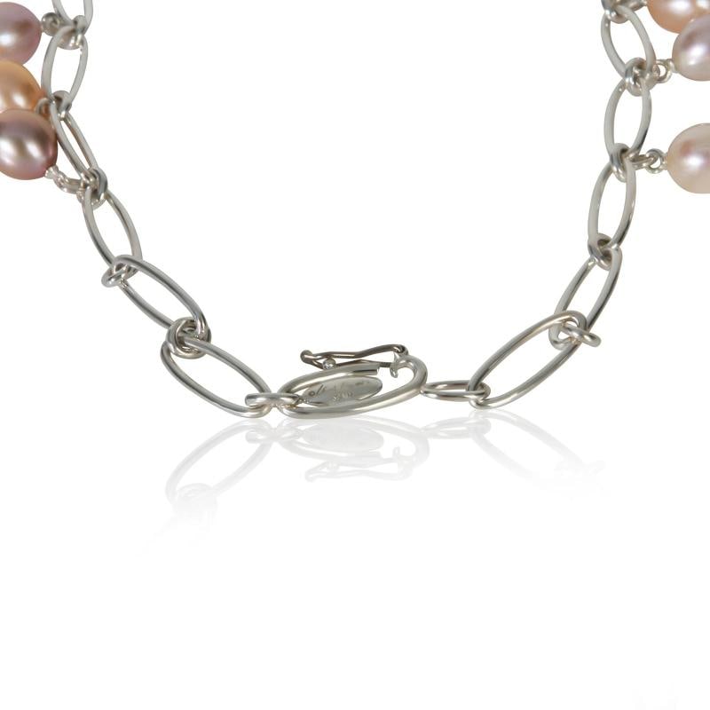 Tiffany & Co. Sterling Silver Pearl Elsa Peretti Oval Link Necklace - 2