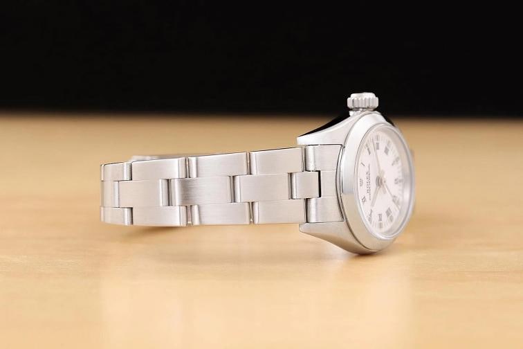 ROLEX LADIES OYSTER PERPETUAL 26MM 67180 WHITE ROMAN STAINLESS STEEL WATCH - 7