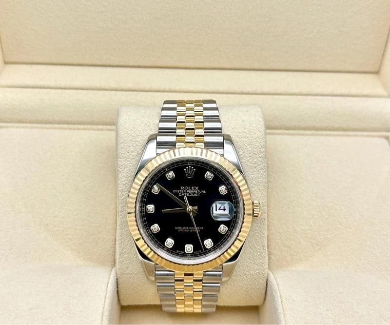 Rolex Datejust 41 126333 Black Diamond Dial 18K Yellow Gold Steel Jubilee - 2