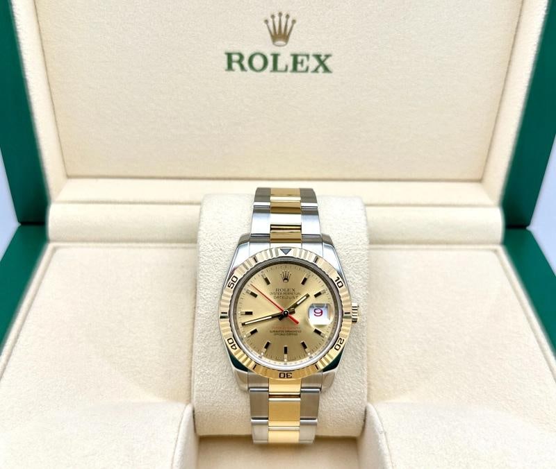 2026 Service Rolex Datejust Turn-O-Graph 116263 36mm 18k Gold Steel Box Paper - 3