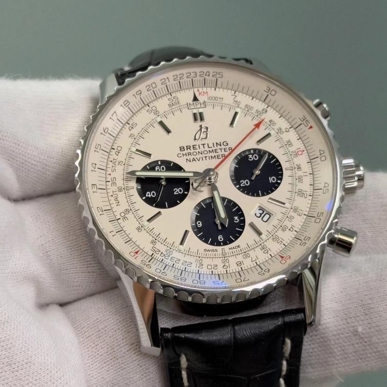 Breitling Navitimer Rattrapante B03 AB0311 45mm Silver Dial Steel Box Papers - 2