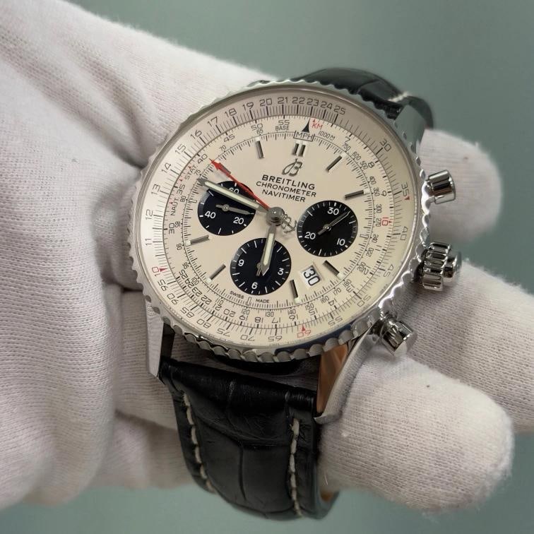 Breitling Navitimer Rattrapante B03 AB0311 45mm Silver Dial Steel Box Papers - 6
