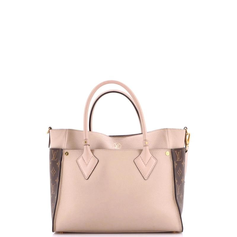Louis Vuitton On My Side Tote Leather with Monogram Canvas MM - 3