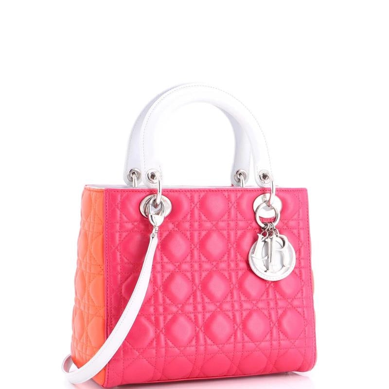 Christian Dior Tricolor Lady Dior Bag Cannage Quilt Lambskin Medium - 2
