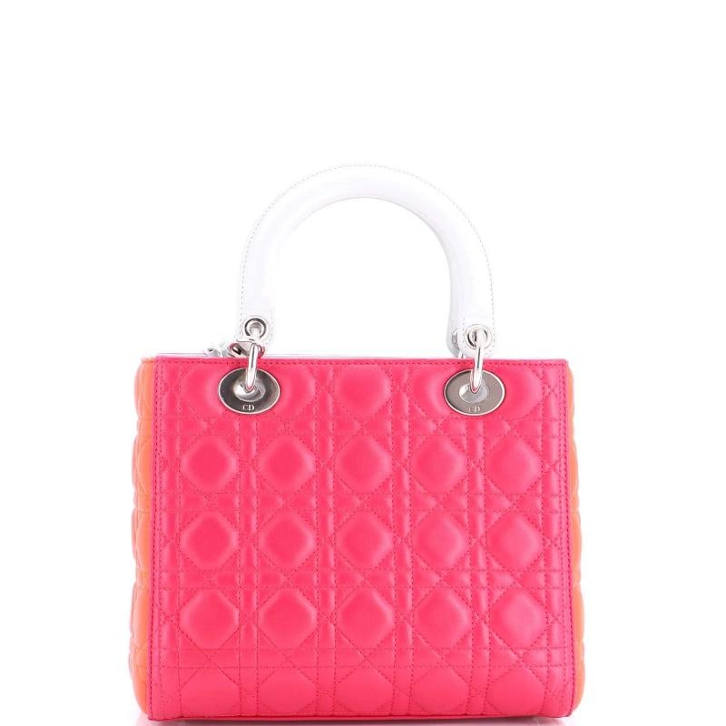 Christian Dior Tricolor Lady Dior Bag Cannage Quilt Lambskin Medium - 3
